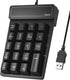 JPHTEK Wired USB Numeric Keypad 19 Key Number Pad Keyboard, Portable Financial Accounting