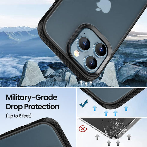 baditude Rugged Phone Case for iPhone iP14Pro, Black, Heavy Duty Military Grade Drop Protection, Ultra-Slim with