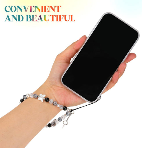 Phone Beaded Wrist Strap Charm, Y2K Beaded Phone Bracelet Strap with Butterfly Design