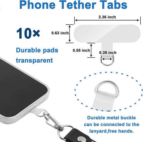 KITANIS 10 Phone Tether Tab, Pieces Universal Phone Lanyard Patch Without Adhesive,Phone Lanyard Replacement Part