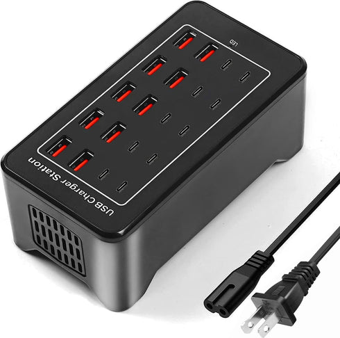 USB C Charger Block 100W Charging Station, 20-Port (20A) Multiple Charging Hub for Apple iPhone, iPad, Samsung, Pixel,