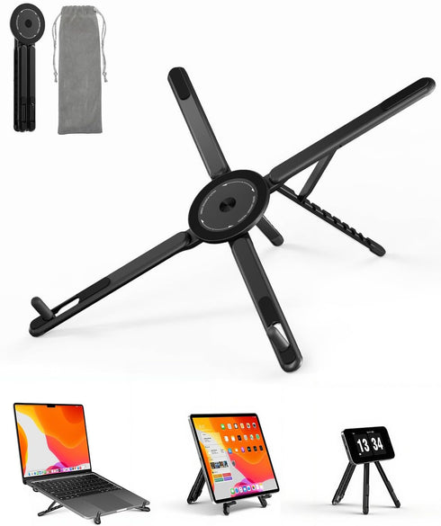 Viozon Portable Laptop Stand for Desk, Foldable Adjustable Computer Riser with Magnetic Phone