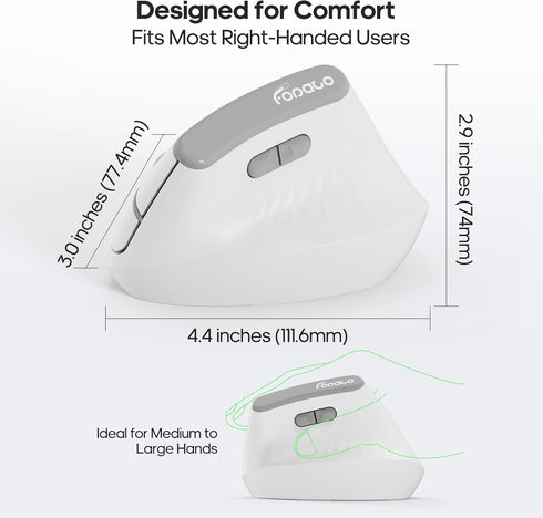 FOPATO 5.0 2.4G Click,60% Pressure,3 Ergonomic Vertical Mouse,Wireless Bluetooth and Mouse,Silent Reduced Wrist