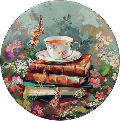 Vintage Cozy Reading Nook Vibes Coffee & Flowers Books PopSockets Standard PopGrip
