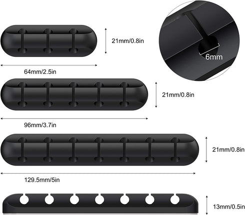 SOULWIT 3-Pack Cable Holder Clips, Silicone Self Adhesive Cord Organizer for Desktop, Nightstand, Home, Office