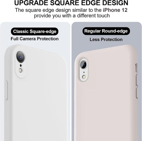 Vooii iPhone XR Case, Upgraded Liquid Silicone with Square Edges and Camera Protection - White