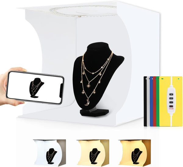 DEPTHLAN Photo Light Box 12" Portable Folding Photography Light Tent kit with White