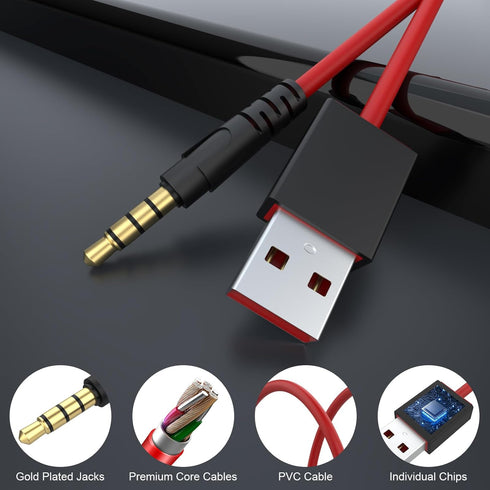 Alitutumao USB 3.5mm Cable Wire - Solo Wireless Headphones Charger Cord Compatible with Beats by Dr Dre