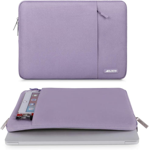 MOSISO Laptop Sleeve Bag Compatible with MacBook Air/Pro, 13-13.3 inch Notebook, Compatible with MacBook Pro 14 inch M3 M2 M1 Chip Pro Max 2024-2021, Polyester Vertical Case with Pocket, Purple by MOSISO