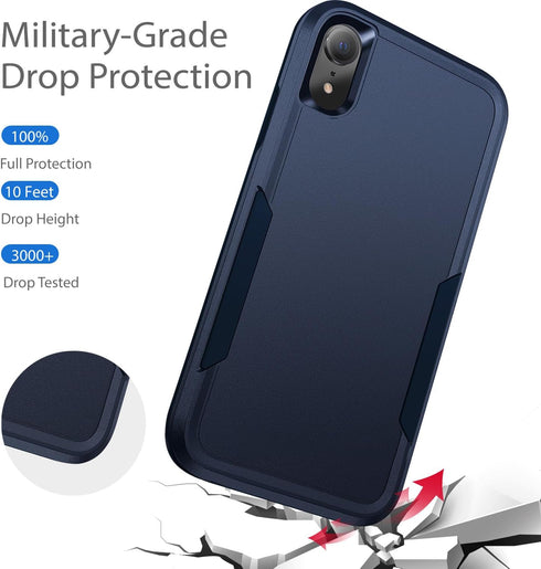 Designed for iPhone XR Case, Heavy Duty Protection Shockproof Dustproof Anti-Scratch Rugged Protective Case Dark Blue