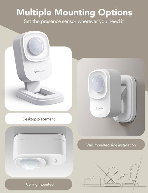 GoveeLife Human Presence Sensor, 2.4 GHz Wi-Fi Required, Smart Motion Sensor for Indoor Home Automation