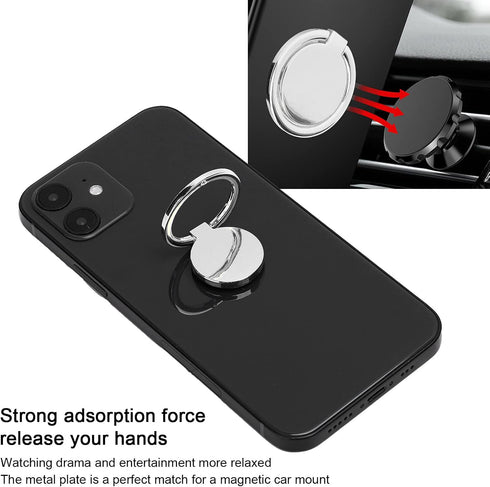 Phone Ring Holder, Mobile Phone Finger Ring Grip 360 Adjustable Metal Phone Holder Magnetic Car Mount for Mobile Phones and Tablets(Silver)