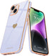 Teageo Cute Love Heart Luxury Electroplate Case for iPhone 14, Raised Camera Protection Bumper, Purple