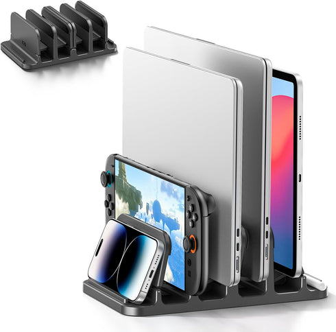KDD 4-Slot Vertical Laptop Stand with Gravity Locking, 6-in-1 Laptop Holder Desktop Stand,