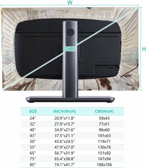 Singingin 32 Inch, Teal Broccoli TV Dust Cover Rustic Farmhouse Flower Leaf Retro Brown Computer Monitor Cover