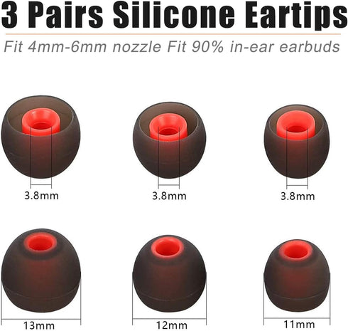Replacement Earbuds Tips, Anti Slip Silicone Earhooks, Earbuds Cover, Eartips Fins Wings Stabilizer for In-Ear Earbuds