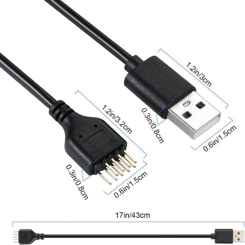 USB 2.0 9-PIN to USB A Header Cable, Motherboard Extension Adapter for USB Device