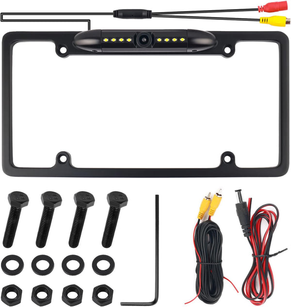 VKQTS 2026 New License Plate Backup Camera with 8 LED Lights,Waterproof License Plate