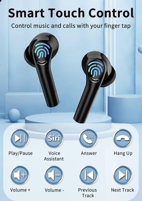 Wireless Earbuds Bluetooth 5.3 - Noise Cancelling, LED Power Display, IPX6 Waterproof Stereo MINI Earphones with