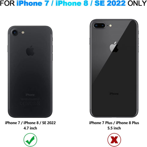 Nvollnoe iPhone SE Case 2022/2020/7/8: Heavy Duty Dual Layer Shockproof with Card Holder, Slim Wallet Case - 4.7'' Black