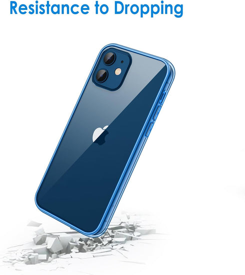 JETech Case for iPhone 12 Mini 5.4-Inch, Non-Yellowing Shockproof Bumper Cover with Anti-Scratch Clear Back - Blue