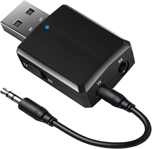ISOBEL USB Bluetooth Audio Transmitter Receiver, 3 in 1 HiFi Wireless Audio Adapter with 3.5mm AUX for Car TV