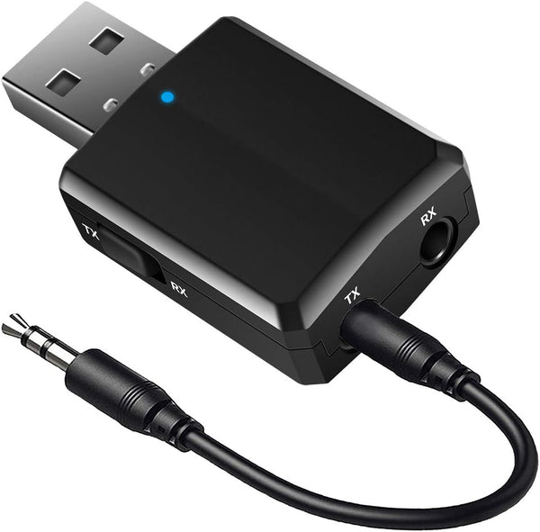 ISOBEL USB Bluetooth Audio Transmitter Receiver, 3 in 1 HiFi Wireless Audio Adapter with 3.5mm AUX for Car TV