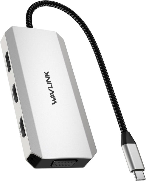 WAVLINK USB-C Quad Display Docking Station, 4K Triple Monitor Laptop Dock Hub for