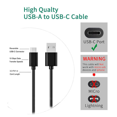 USB Type-C Charger Charging Cable Cord Compatible for Bushnell Phantom 2 Golf gps Range Finder, Bushnell Disc Jockey Disc Golf, Ampcaddy Version 3/Version Pro Speaker, Garmin inReach Mini 2 (5ft Black
