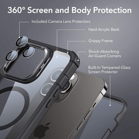 ESR Magnetic Case for iPhone 14 Pro Max, Full-Body Military-Grade Drop Proof with Built-in Screen Protector