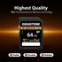 Gigastone 5-Years 64GB 4K A2 V30 U3 1 Data Recovery SD Card, Camera Extreme, SDXC Memory Card High Speed UHD Video