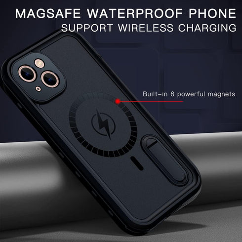 Compatible iPhone 13 Waterproof Case, Magnetic Case with Built-in Screen Protector, Full Body Rugged Military Grade