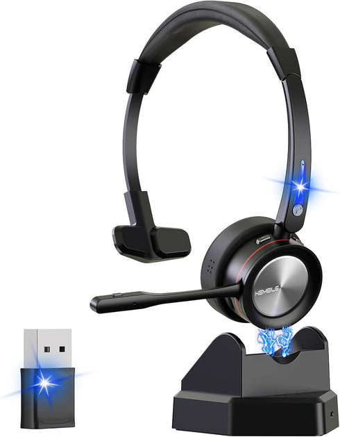 Wireless Bluetooth Headset with Microphone for PC/Computer/Laptop/Cellphone, Bluetooth Headphones with Mic Mute & USB
