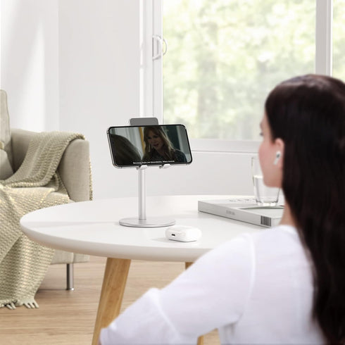 OMOTON Adjustable Phone Stand, Aluminum Desktop Dock for iPhone 13 and All Smartphones