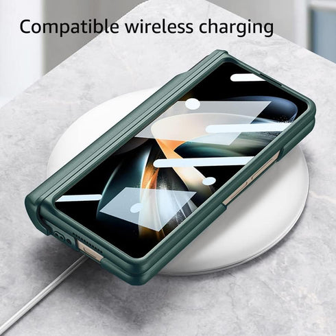 for Samsung Galaxy Z Fold 3 Case, with Wrist Strap & Screen Protector & S Pen Slot, Magnetic Hinge Protective Bumper
