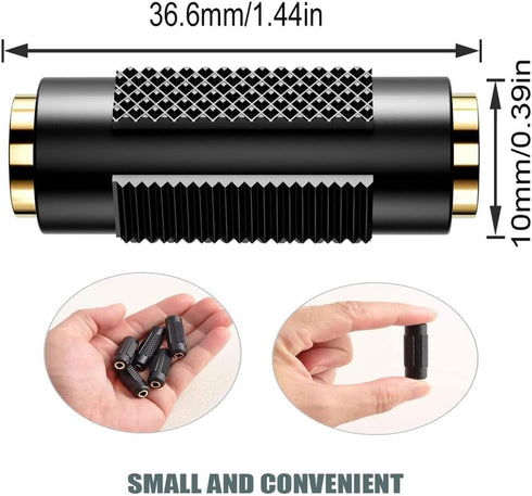 3.5mm (1/8 Inch) Stereo Jack Female to Female Adapter Connector, Gold Plated (4 Pack)