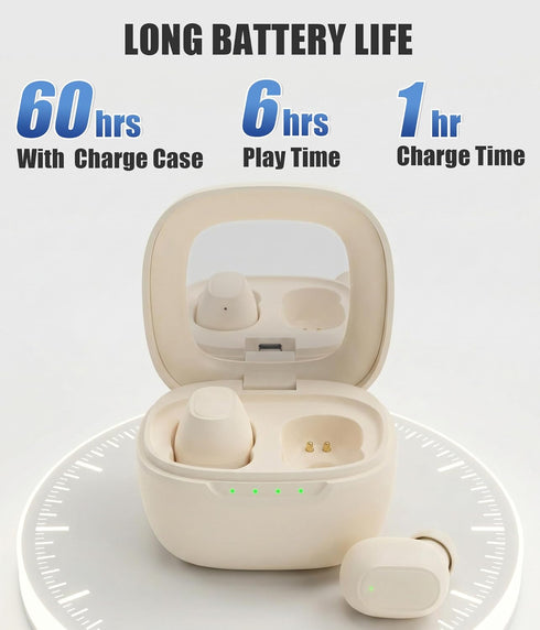STUPIDYIN 5.3 30H IP54 Wireless Earbuds, Bluetooth Headphones with Makeup Mirror Charging Case, Semi-Transparent