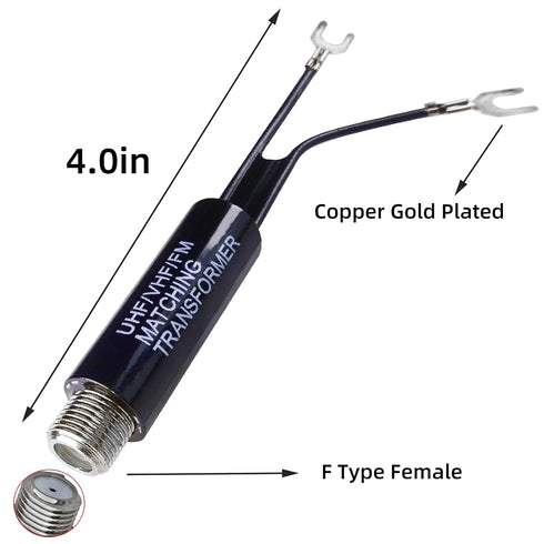 Goupchn Matching Transformer 2 Pack Nickel Plated 75 Ohm to 300 Ohm UHF/VHF/FM Converter Adapter with F Type Female Jack Socket