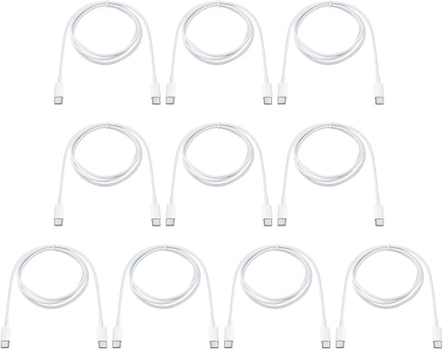 Smays 10-Pack 3ft USBC to USBC Cable, White, Type C Charging Cable, 20W Power Delivery.