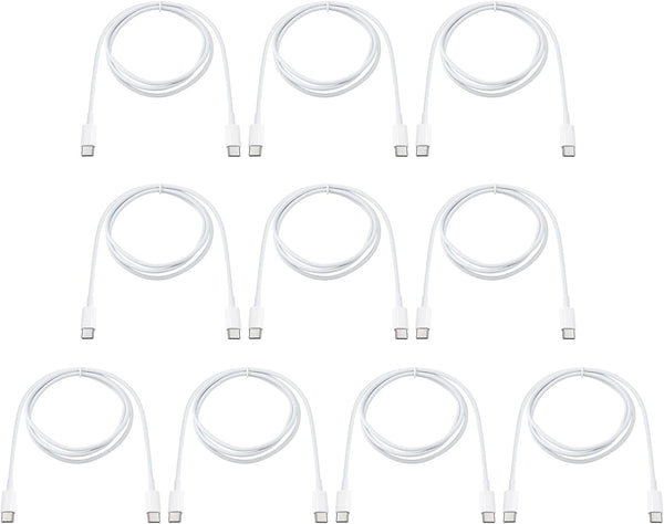 Smays 10-Pack 3ft USBC to USBC Cable, White, Type C Charging Cable, 20W Power Delivery.