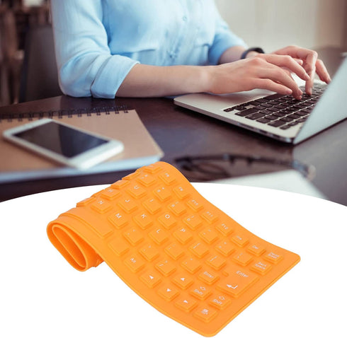 Foldable Silicone Keyboard, USB Wired Waterproof Rollup Keyboard, Slim Soft Silent Typing 85 Keys for PC, Notebook,
