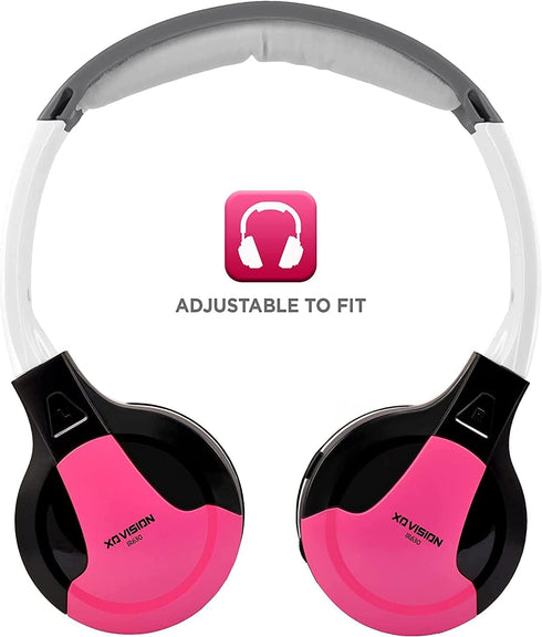 XO Vision IR630P Universal IR Wireless Foldable Headphones - Pink Wireless Bluetooth-Enabled Lightweight Portable for iPhone, Car, Kids Wireless Headphones for Universal Car Entertainment System