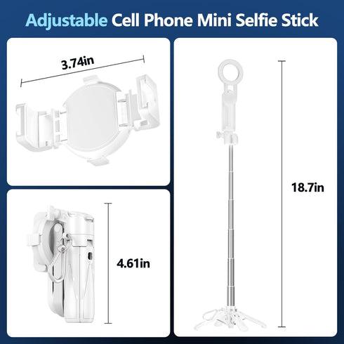 yAyusi 4 1 Magnetic Compact Mini Phone Selfie Stick, Mag-Safe in Small Portable Pocket Tripod for iPhone/Android