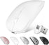 Bluetooth Wireless Mouse for MacBook, Optical Rechargeable Silent Mouse with Dual Mode Switch, White