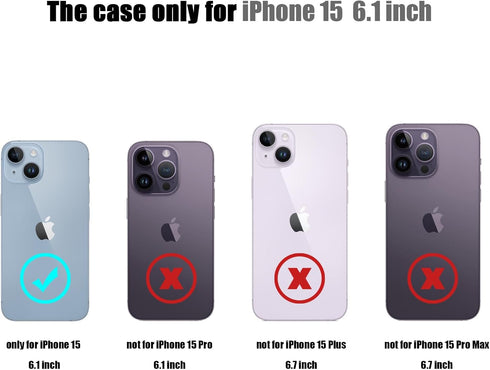 Nvollnoe iPhone 15 Case - Heavy Duty Dual Layer, Slim Wallet with Hidden Card Slot, Shockproof, 6.1" (Black)