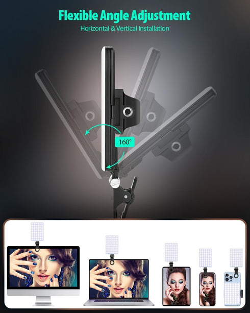 ORSOIRGIFON 60 2000mAh 97+, 3 LED Portable Selfie Light Video Conference Lighting with Clip & Camera Tripod Adapter