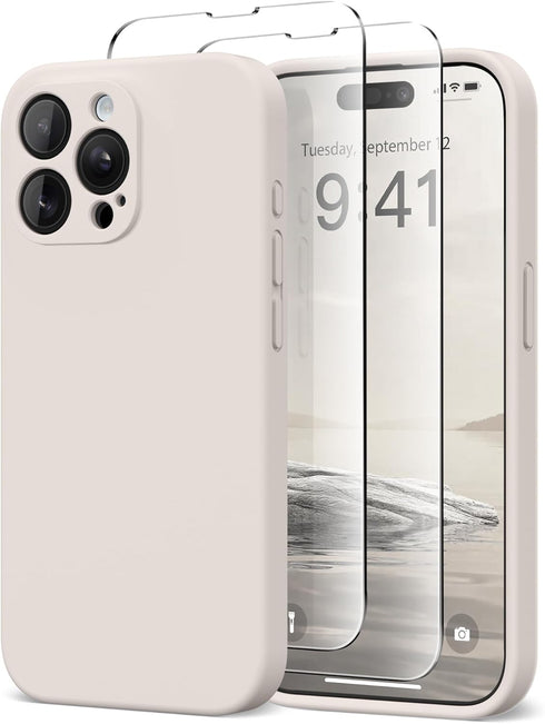 iPhone 15 Pro Case, Stone - Magnetic, MagSafe Compatible, Silicone Shockproof, Full Camera Protection, 2 Screen