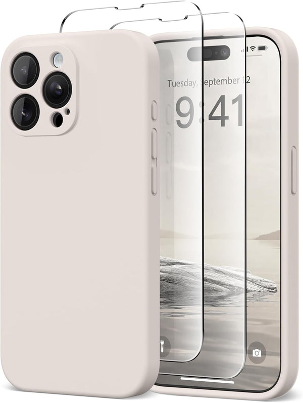 iPhone 15 Pro Case, Stone - Magnetic, MagSafe Compatible, Silicone Shockproof, Full Camera Protection, 2 Screen