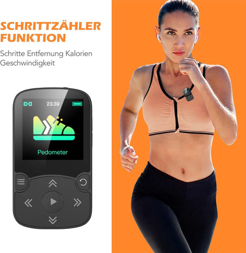 AGPTEK 32GB MP3 5.3 128GB Player with Clip, Bluetooth Lossless Sound with FM Radio, Voice Recorder for Sport Running