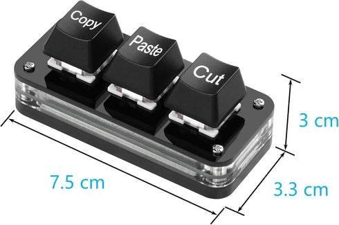 SinLoon Mini 3-Key Keyboard, Programmable Cut Copy Paste Keypads with LED Light, Mechanical Hot Swap Macro for Gaming
